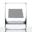 North Dakota State Outline Whiskey Rocks Glass - State Themed Drinking Decor and Gifts for North Dakotan Women & Men - 10.25 Oz Whisky Tumbler Glasses