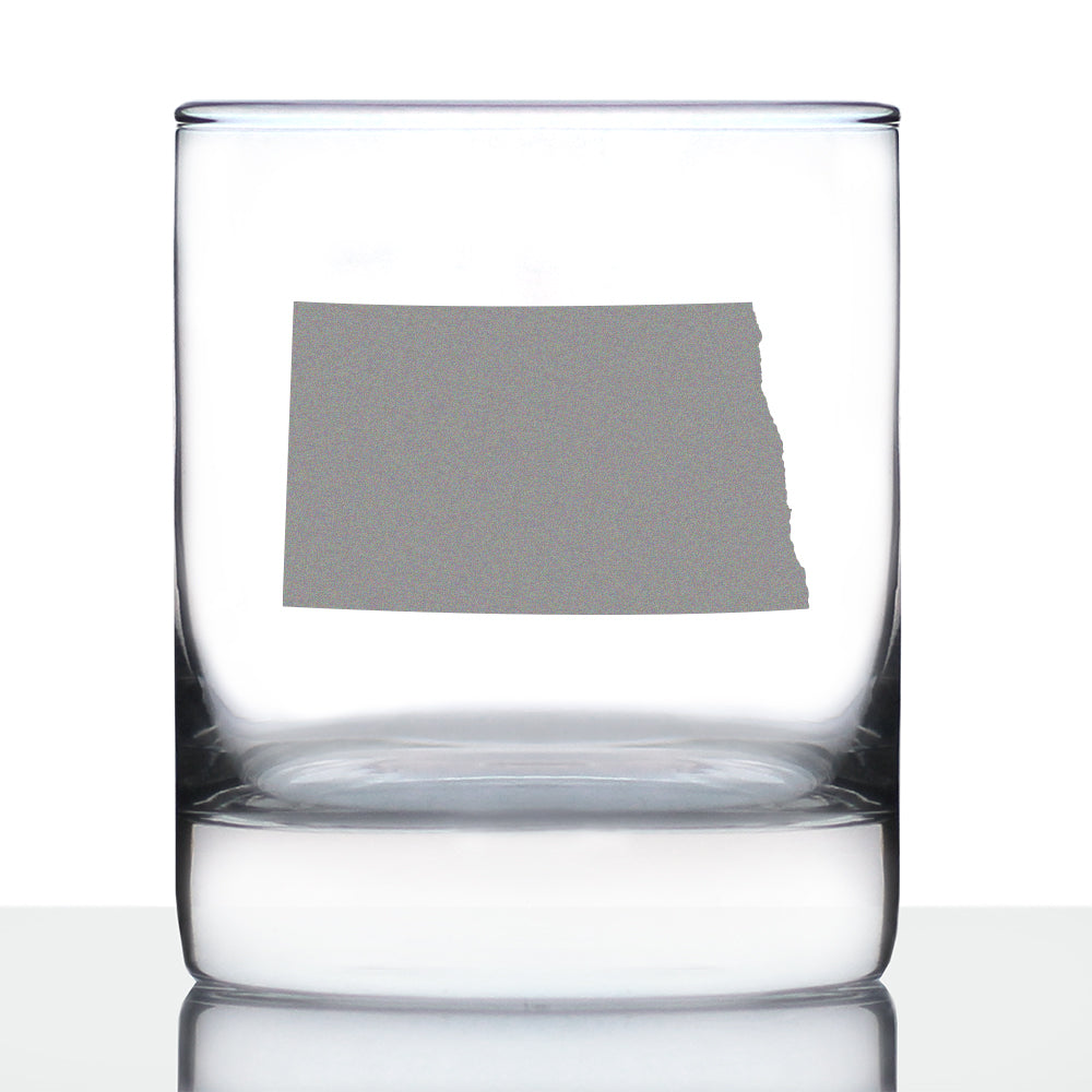 North Dakota State Outline Whiskey Rocks Glass - State Themed Drinking Decor and Gifts for North Dakotan Women &amp; Men - 10.25 Oz Whisky Tumbler Glasses