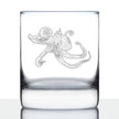 Octopus Engraved Whiskey Rocks Glass, Unique Decorative Gifts for Beach House, Nautical Birthday Gift for Men & Women Who Love Octopuses