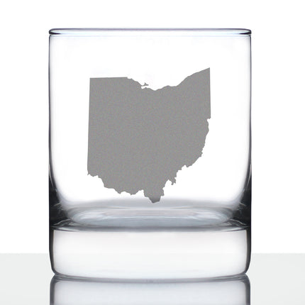 Ohio State Outline Whiskey Rocks Glass - State Themed Drinking Decor and Gifts for Ohioan Women & Men - 10.25 Oz Whisky Tumbler Glasses