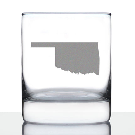Oklahoma State Outline Whiskey Rocks Glass - State Themed Drinking Decor and Gifts for Oklahoman Women & Men - 10.25 Oz Whisky Tumbler Glasses