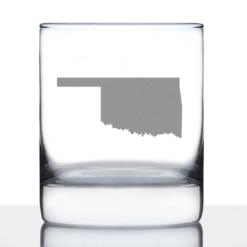 Oklahoma State Outline Whiskey Rocks Glass - State Themed Drinking Decor and Gifts for Oklahoman Women & Men - 10.25 Oz Whisky Tumbler Glasses