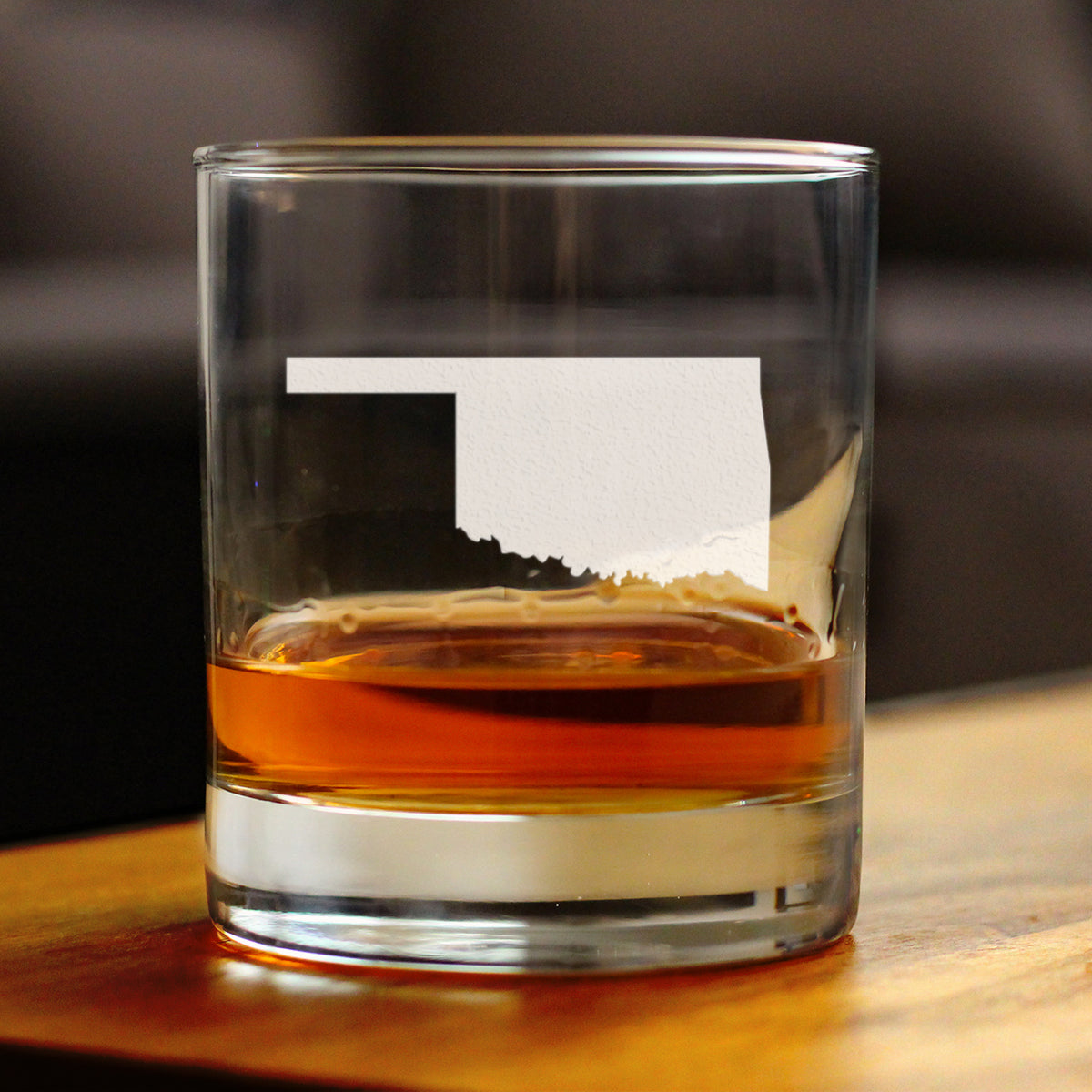 Oklahoma State Outline Whiskey Rocks Glass - State Themed Drinking Decor and Gifts for Oklahoman Women &amp; Men - 10.25 Oz Whisky Tumbler Glasses