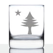 Old Maine Flag Whiskey Rocks Glass - Original 1901 State of Maine Flag Gifts for Women & Men Mainers - 10.25 Oz Whisky Tumbler Glasses
