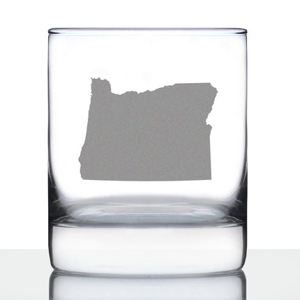 Oregon State Outline Whiskey Rocks Glass - State Themed Drinking Decor and Gifts for Oregonian Women & Men - 10.25 Oz Whisky Tumbler Glasses
