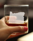 Oregon State Outline Whiskey Rocks Glass - State Themed Drinking Decor and Gifts for Oregonian Women & Men - 10.25 Oz Whisky Tumbler Glasses