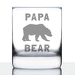 Papa Bear Whiskey Rocks Glass - Cute Funny Dad Gift Ideas for Father's Day or Birthday - 10.25 Oz Glasses