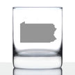 Pennsylvania State Outline Whiskey Rocks Glass - State Themed Drinking Decor and Gifts for Pennsylvanian Women & Men - 10.25 Oz Whisky Tumbler Glasses