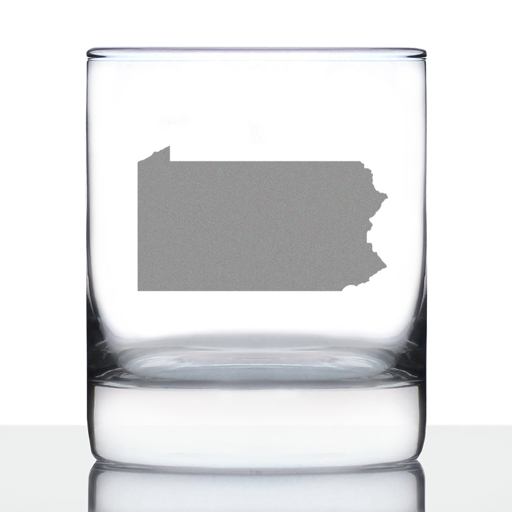 Pennsylvania State Outline Whiskey Rocks Glass - State Themed Drinking Decor and Gifts for Pennsylvanian Women &amp; Men - 10.25 Oz Whisky Tumbler Glasses