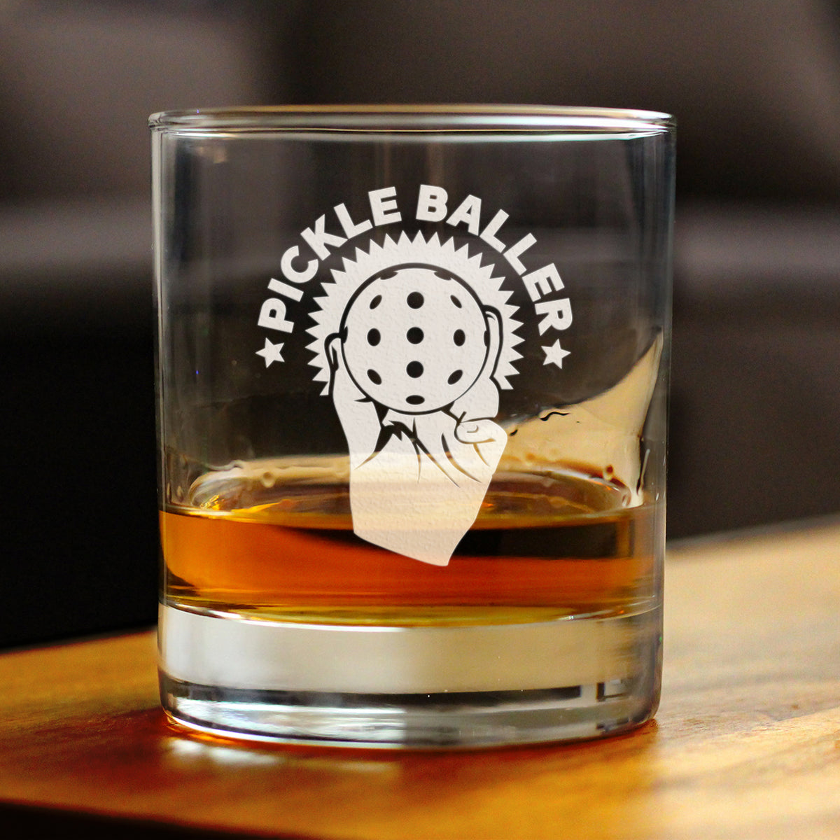 Pickleballer - Whiskey Rocks Glass - Funny Pickleball Themed Decor and Gifts - 10.25 Oz Glasses