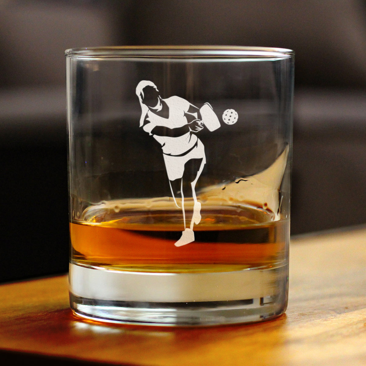 Pickleball Player Female - Whiskey Rocks Glass - Funny Pickleball Themed Decor and Gifts - 10.25 Oz Glasses