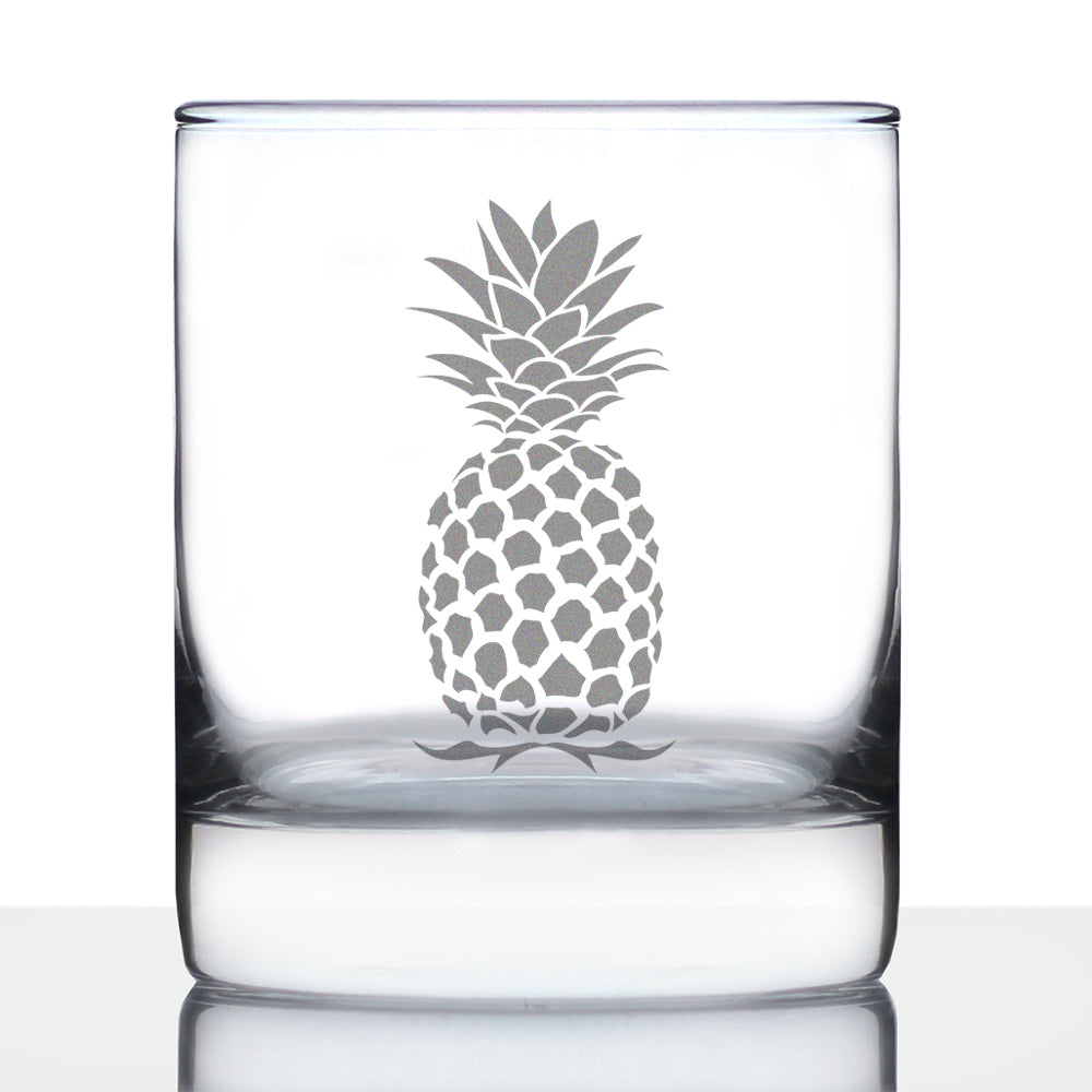 Pineapple Whiskey Rocks Glass - Fun Tropical Themed Decor and Gifts - 10.25 Oz Glasses