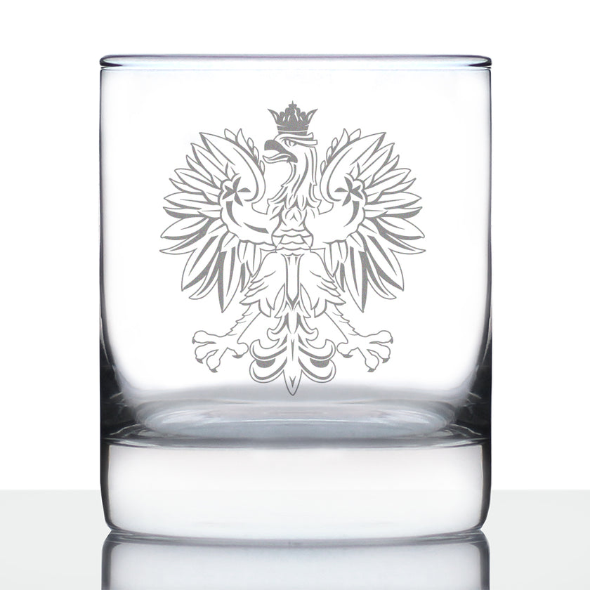 Polish Eagle - Engraved 10 oz Rocks Glass, Party Cup for Poles, Unique Poland Gifts