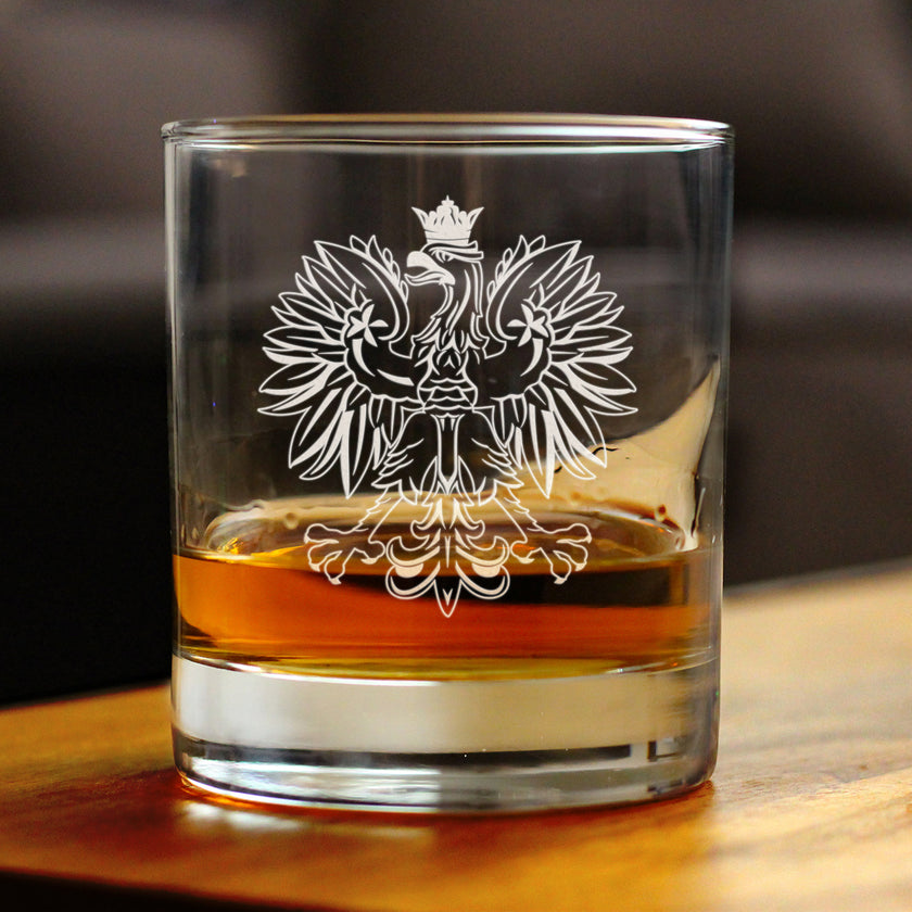 Polish Eagle - Engraved 10 oz Rocks Glass, Party Cup for Poles, Unique Poland Gifts