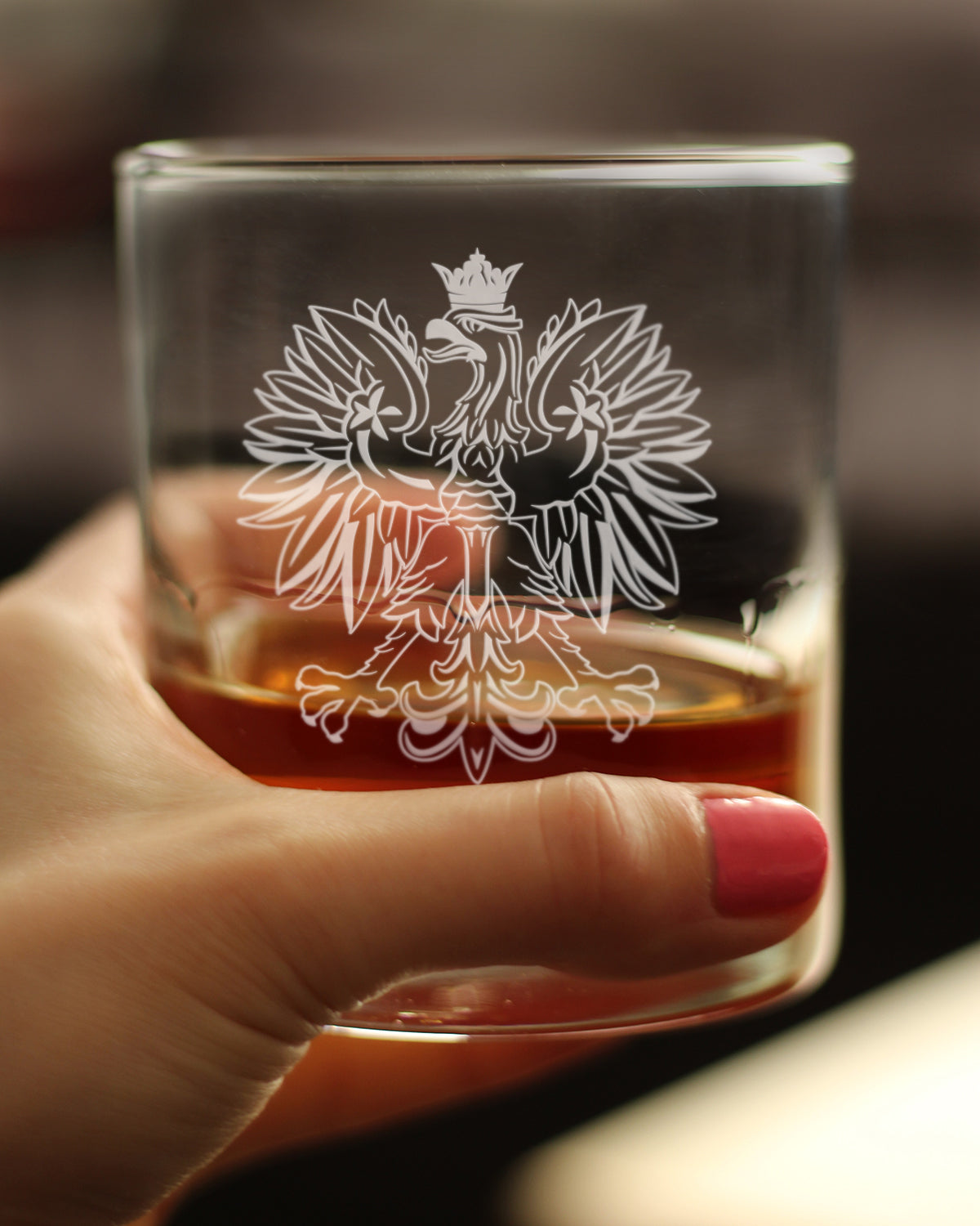 Polish Eagle Engraved 10 oz Rocks Glass, Party Cup for Poles, Unique Poland Gifts