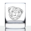 Happy Pug Whiskey Rocks Glass - Fun Dog Themed Decor and Gifts for Moms & Dads of Pugs - 10.25 Oz Glasses