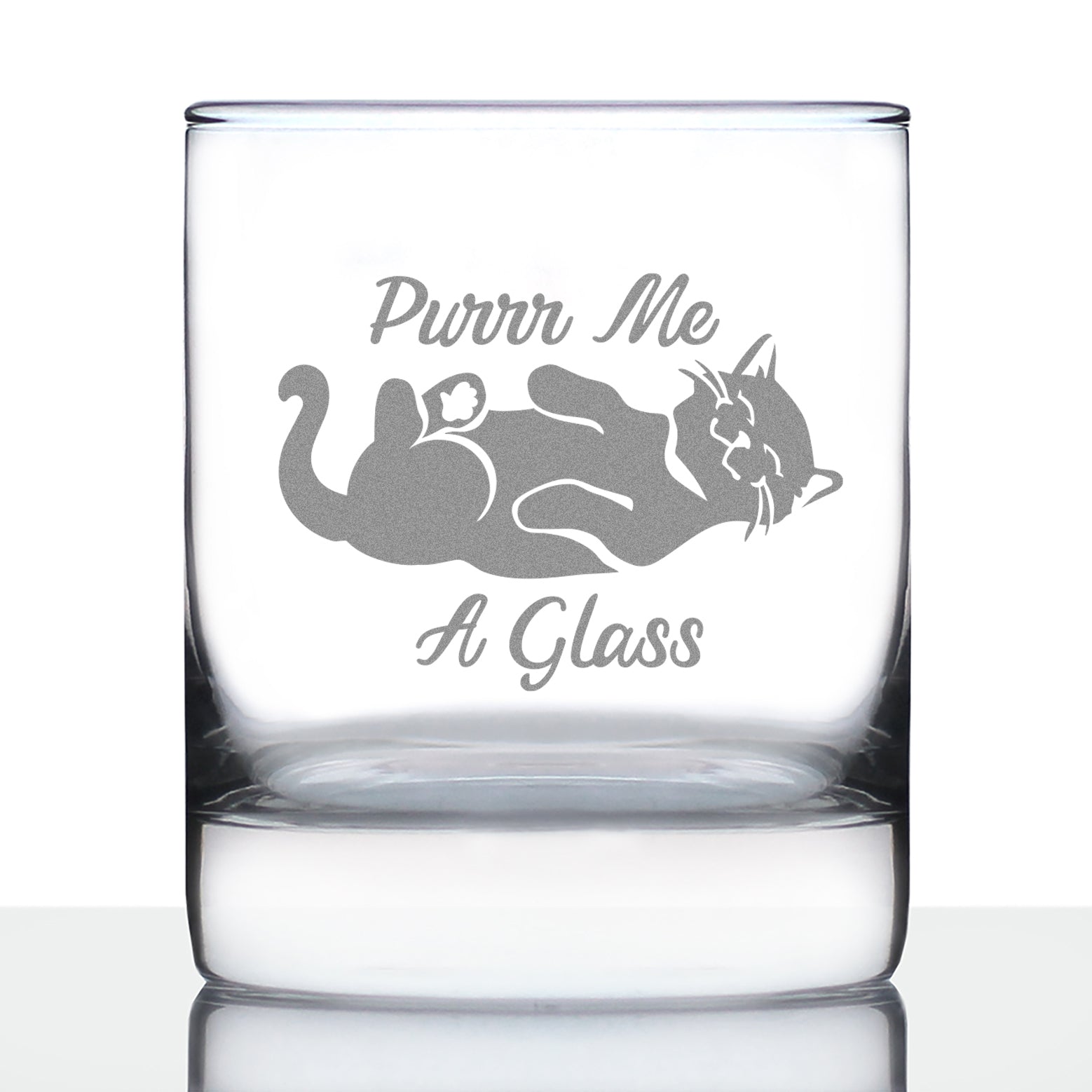 Purr Me a Glass - Funny Cat Whiskey Rocks Glass - Fun Unique Kitty Themed Decor - 10.25 Oz