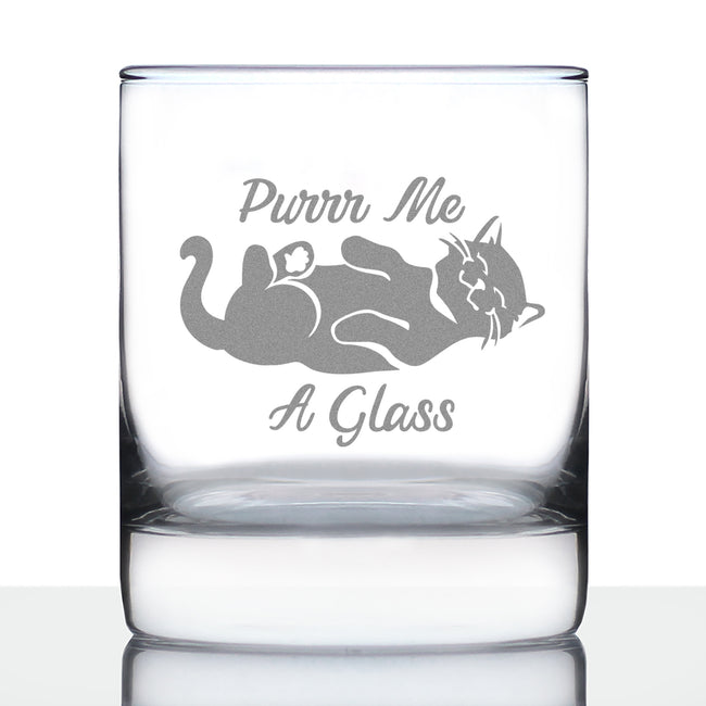 Purr Me a Glass - Funny Cat Whiskey Rocks Glass - Fun Unique Kitty Themed Decor - 10.25 Oz