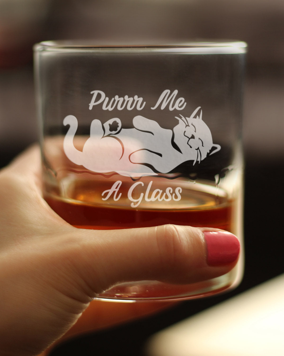 Purr Me a Glass - Funny Cat Whiskey Rocks Glass - Fun Unique Kitty Themed Decor - 10.25 Oz