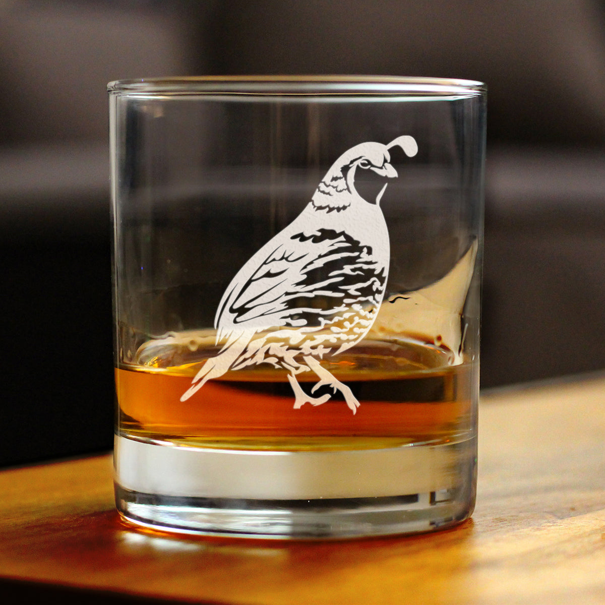 Quail Whiskey Rocks Glass - Fun Bird Themed Gifts and Decor for Men &amp; Women - 10.25 Glasses