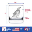 Quail Whiskey Rocks Glass - Fun Bird Themed Gifts and Decor for Men & Women - 10.25 Glasses