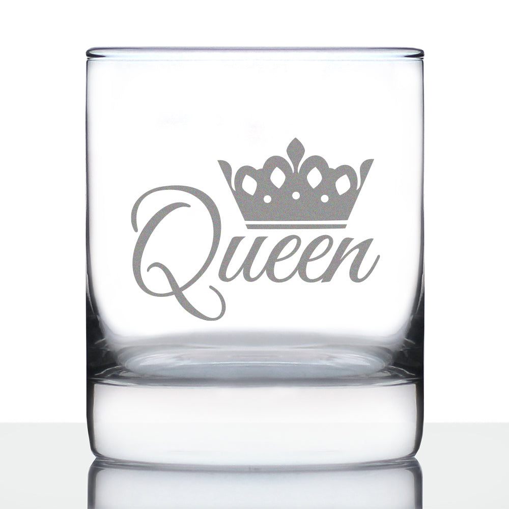 Queen - Whiskey Rocks Glass - Cute Gifts for Women Who Love Drinking Whisky &amp; Etched Sayings Decor - 10.25 oz