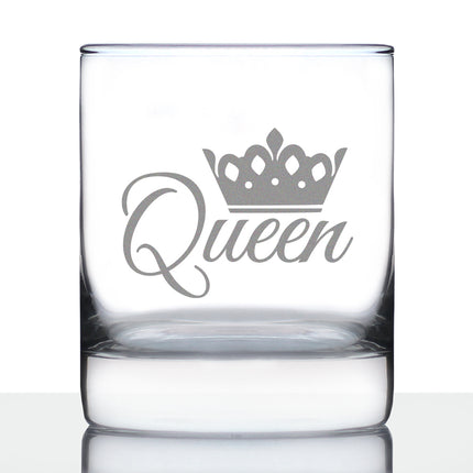 Queen - Whiskey Rocks Glass - Cute Gifts for Women Who Love Drinking Whisky & Etched Sayings Decor - 10.25 oz