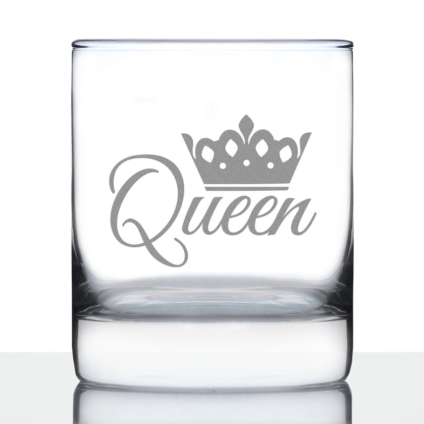 Queen - Whiskey Rocks Glass - Cute Gifts for Women Who Love Drinking Whisky & Etched Sayings Decor - 10.25 oz