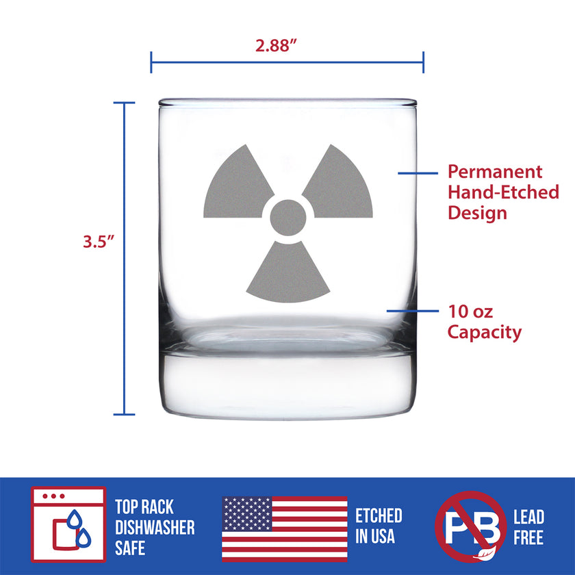 Radiation Symbol 10 oz Rocks Glass - Unique Engraved Gifts for Medical Professionals, Nurses & Radiologists