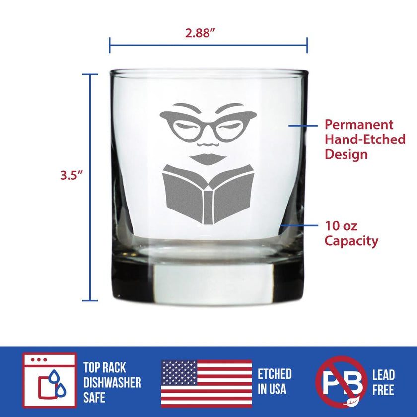 Book Reading Woman - 10 Ounce Rocks Glass
