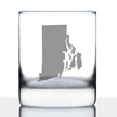 Rhode Island State Outline Whiskey Rocks Glass - State Themed Drinking Decor and Gifts for Rhode Islander Women & Men - 10.25 Oz Whisky Tumbler Glasses