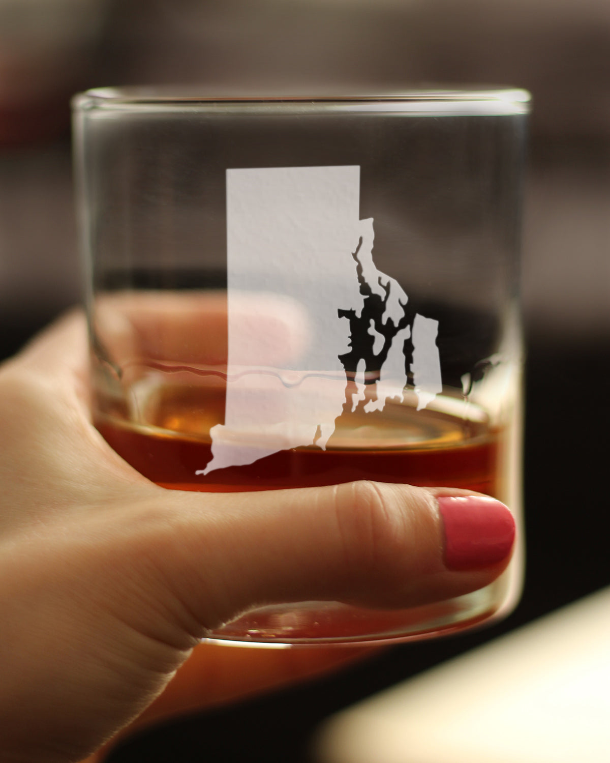 Rhode Island State Outline Whiskey Rocks Glass - State Themed Drinking Decor and Gifts for Rhode Islander Women &amp; Men - 10.25 Oz Whisky Tumbler Glasses