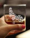 Rooster Whiskey Rocks Glass - Unique Funny Farm Animal Themed Decor and Chicken Gifts - 10.25 Oz