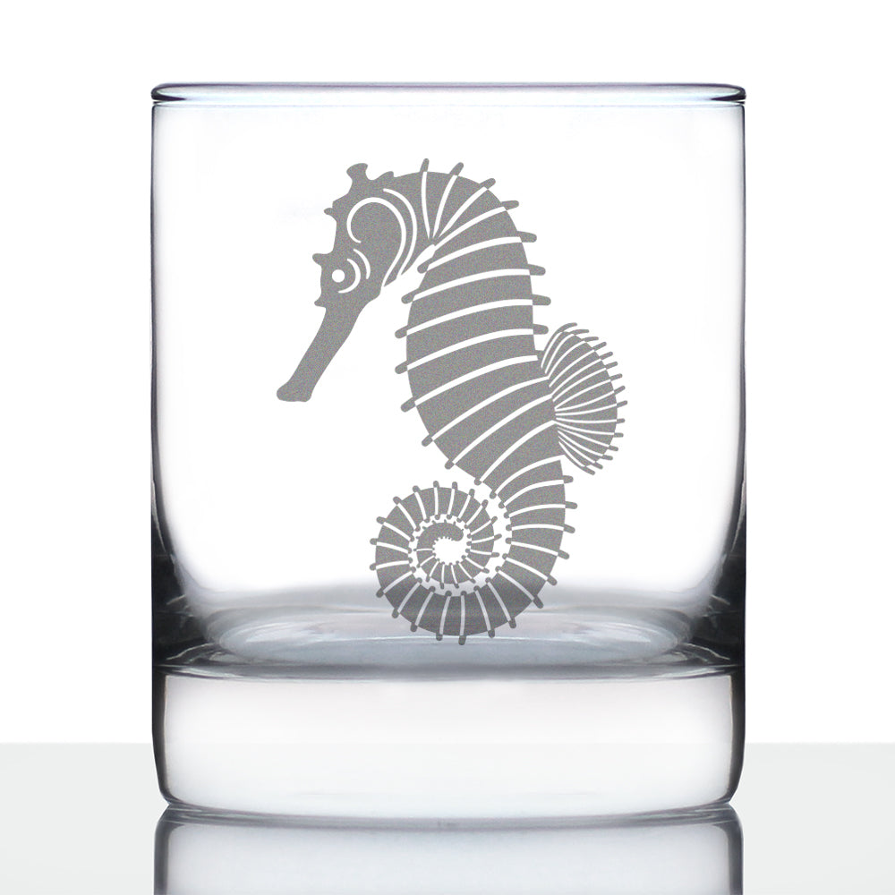 Seahorse Rocks Glass - Unique Beachy Summer Gifts and Beach House Decor - 10.25 Oz Glasses