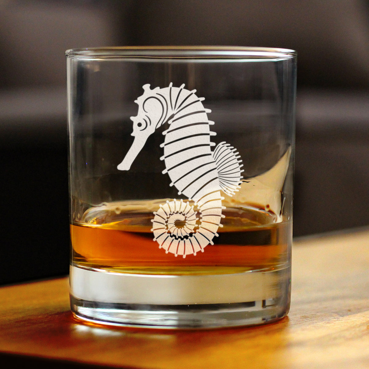 Seahorse Rocks Glass - Unique Beachy Summer Gifts and Beach House Decor - 10.25 Oz Glasses