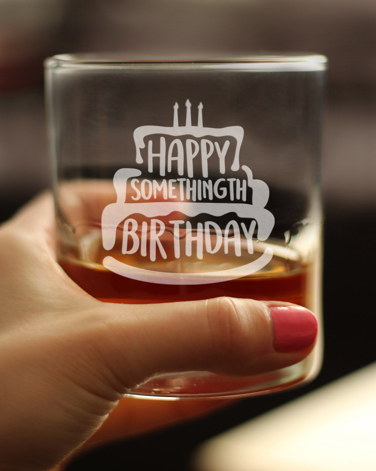 Happy Somethingth Birthday - Whiskey Rocks Glass - Funny Birthday Gifts for Women & Men Over the Hill - Whisky Tumbler