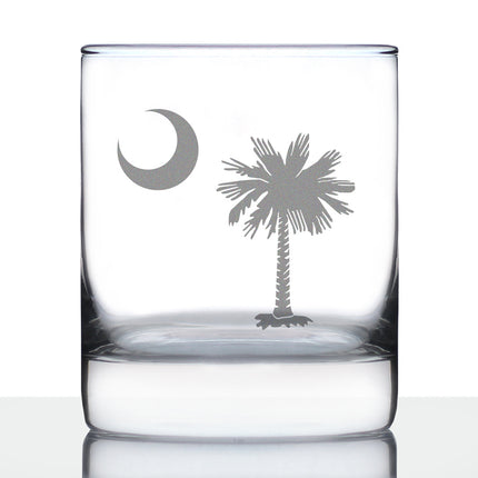 South Carolina Flag Whiskey Rocks Glass - State Themed Drinking Decor and Gifts for South Carolinian Women & Men - 10.25 Oz Whisky Tumbler Glasses