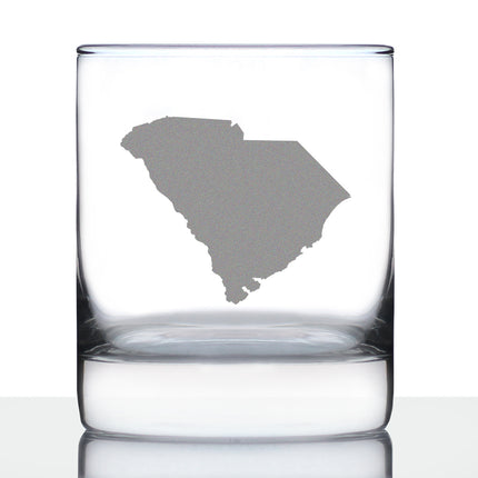South Carolina State Outline Whiskey Rocks Glass - State Themed Drinking Decor and Gifts for South Carolinian Women & Men - 10.25 Oz Whisky Tumbler Glasses