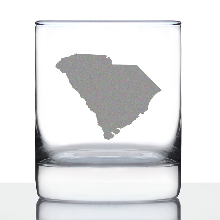 South Carolina State Outline Whiskey Rocks Glass - State Themed Drinking Decor and Gifts for South Carolinian Women & Men - 10.25 Oz Whisky Tumbler Glasses