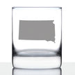 South Dakota State Outline Whiskey Rocks Glass - State Themed Drinking Decor and Gifts for South Dakotan Women & Men - 10.25 Oz Whisky Tumbler Glasses