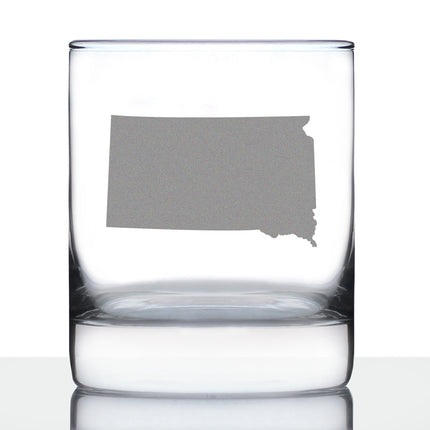 South Dakota State Outline Whiskey Rocks Glass - State Themed Drinking Decor and Gifts for South Dakotan Women & Men - 10.25 Oz Whisky Tumbler Glasses