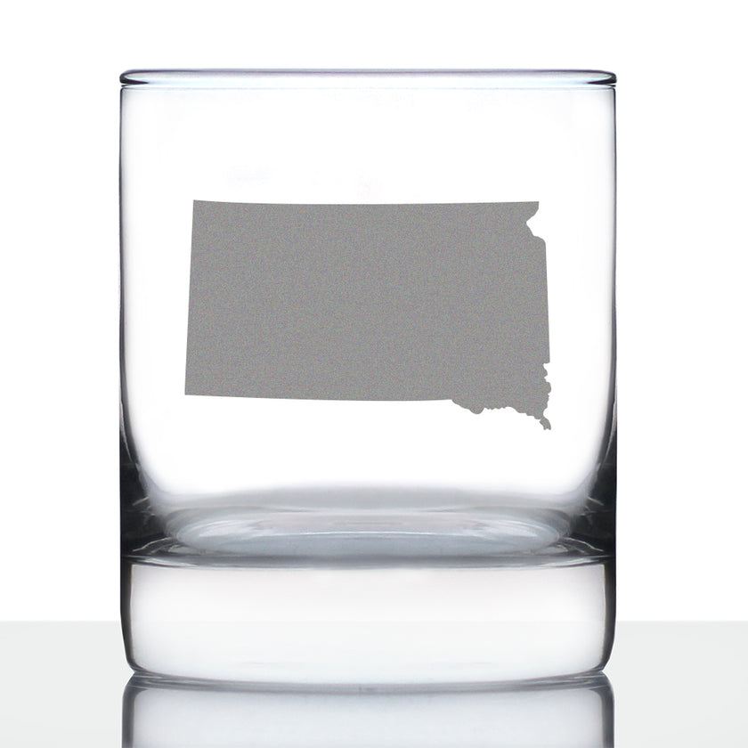 South Dakota State Outline Whiskey Rocks Glass - State Themed Drinking Decor and Gifts for South Dakotan Women & Men - 10.25 Oz Whisky Tumbler Glasses