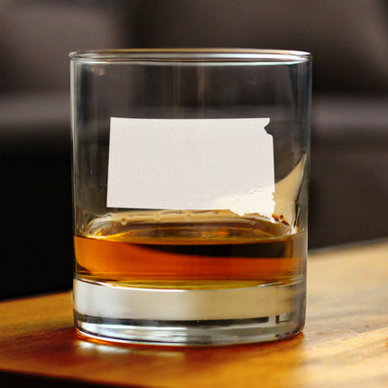 South Dakota State Outline Whiskey Rocks Glass - State Themed Drinking Decor and Gifts for South Dakotan Women & Men - 10.25 Oz Whisky Tumbler Glasses