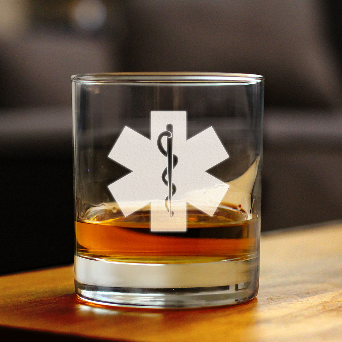 EMT Star of Life Whiskey Rocks Glass - EMS Themed Gifts for Paramedics and EMTS - 10.25 Oz