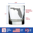 Florida State Outline Whiskey Rocks Glass - State Themed Drinking Decor and Gifts for Floridian Women & Men - 10.25 Oz Whisky Tumbler Glasses