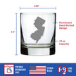New Jersey State Outline Whiskey Rocks Glass - State Themed Drinking Decor and Gifts for New Jerseyan Women & Men - 10.25 Oz Whisky Tumbler Glasses