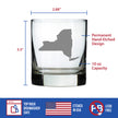 New York State Outline Whiskey Rocks Glass - State Themed Drinking Decor and Gifts for New Yorker Women & Men - 10.25 Oz Whisky Tumbler Glasses