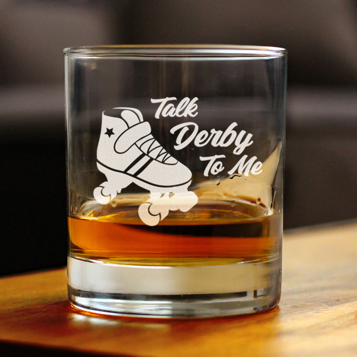 Talk Derby To Me - Whiskey Rocks Glass Gifts - Funny Rollerblading Gifts and Decor for Men &amp; Women - 10.25 Oz Glasses