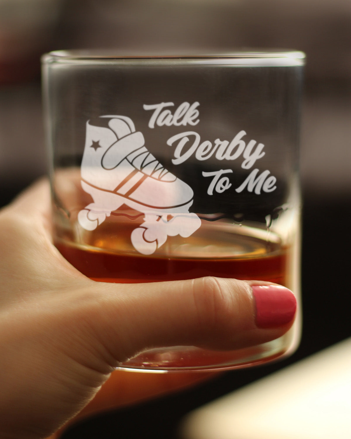 Talk Derby To Me - Whiskey Rocks Glass Gifts - Funny Rollerblading Gifts and Decor for Men &amp; Women - 10.25 Oz Glasses
