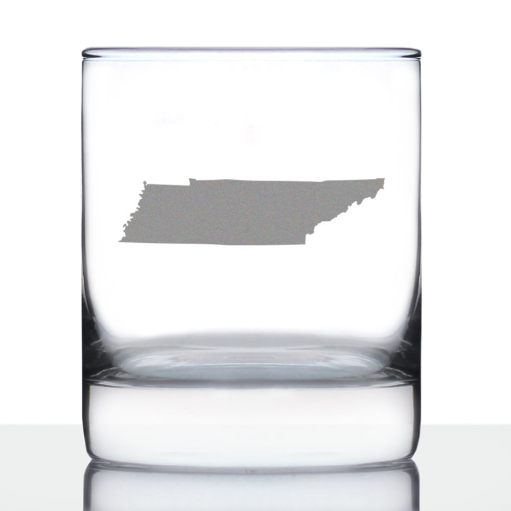 Tennessee State Outline Whiskey Rocks Glass - State Themed Drinking Decor and Gifts for Tennesseean Women &amp; Men - 10.25 Oz Whisky Tumbler Glasses